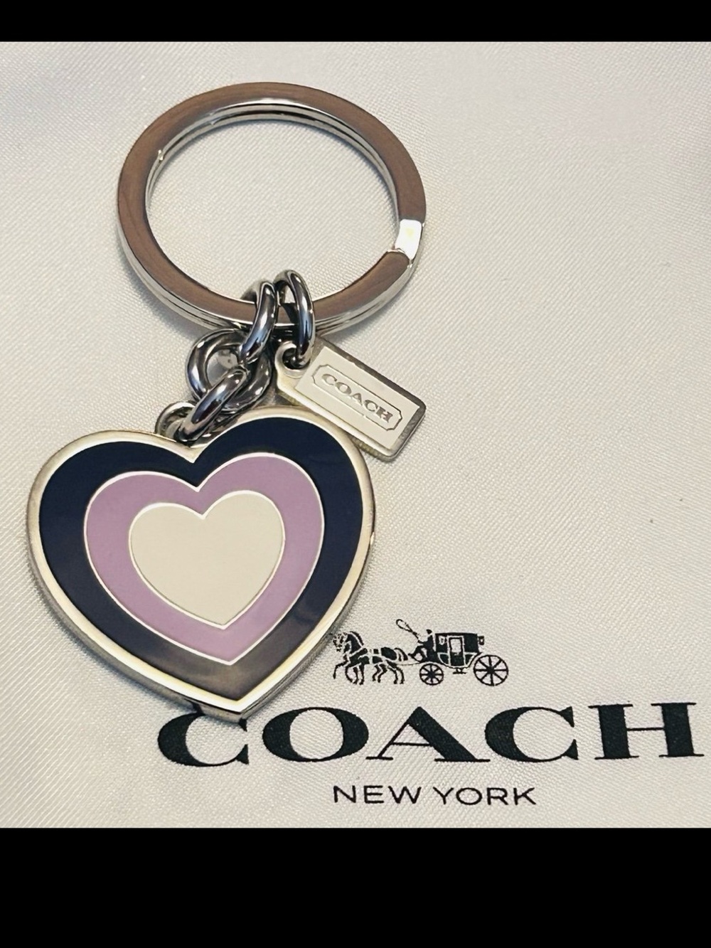 NWOT Coach Purple Heart Keychain/ Bag Charm - Picture 4 of 13